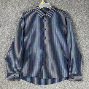 William Long Sleeve Button Up Shirt XXL Men's Striped 100% Cotton 2XL Adults